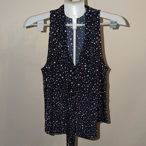 Likely Navy Star-Print V-Neck Sleeveless blouse